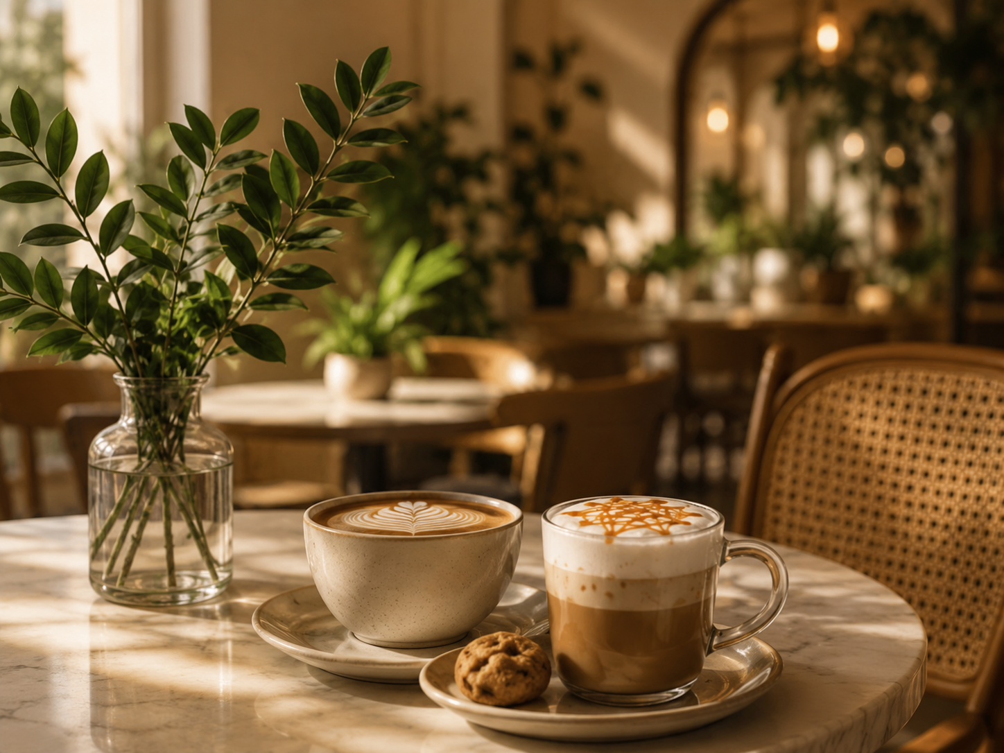 Brew cafe decor and drinks